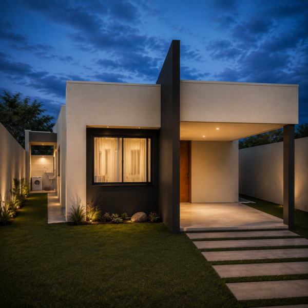 Imagem do Projeto de Casa para Terreno 1x2 com 2 Quartos – 73.32 m²