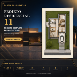 Projeto de Casa para Terreno 10x20 com 2 Quartos – 73,32 m² n°11
